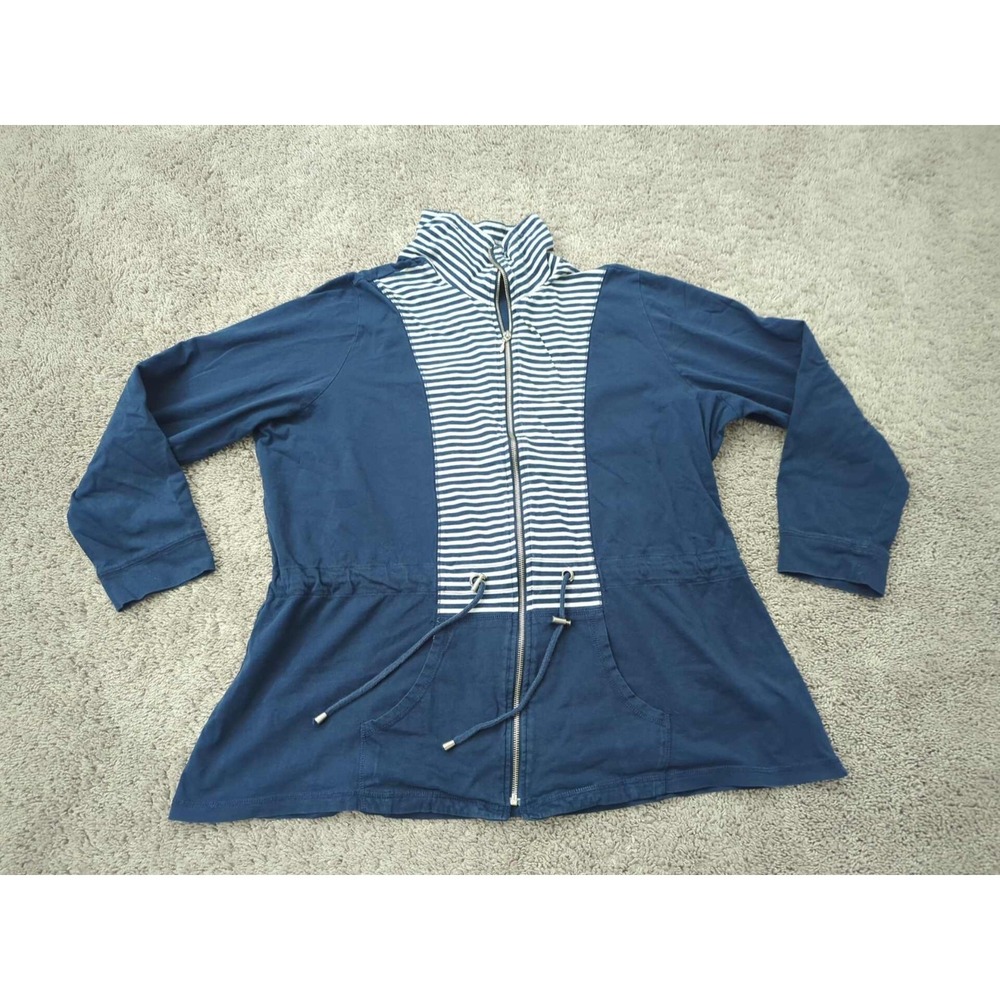 Anthony Richards Jacket Womens‎ 1X PLUS Blue Full Zip Drawstring Waist